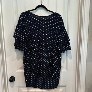 ❤️Navy Polka Dot Ruffle Sleeve Dress